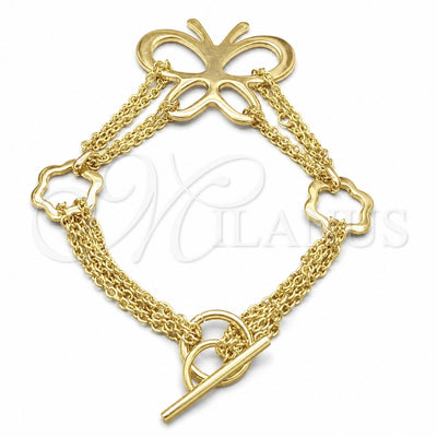 Stainless Steel Fancy Bracelet, Butterfly and Flower Design, Polished, Golden Finish, 03.63.22994.08 (02 MM for wholesale, main product view