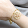 Stainless Steel Fancy Bracelet, Heart and Star Design, Polished, Golden Finish, 03.63.22102.07 (03 MM Thickness, 7 Inches Length)