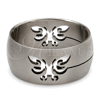 Stainless Steel Mens Ring, Butterfly Design, Matte Finish, Steel Finish, 01.63.0606.04 (Size 4) for wholesale, main product view
