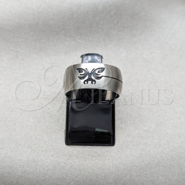Stainless Steel Mens Ring, Butterfly Design, Matte Finish, Steel Finish, 01.63.0606.04 (Size 4)
