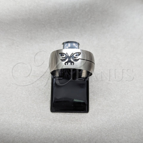 Stainless Steel Mens Ring, Butterfly Design, Matte Finish, Steel Finish, 01.63.0606.04 (Size 4)