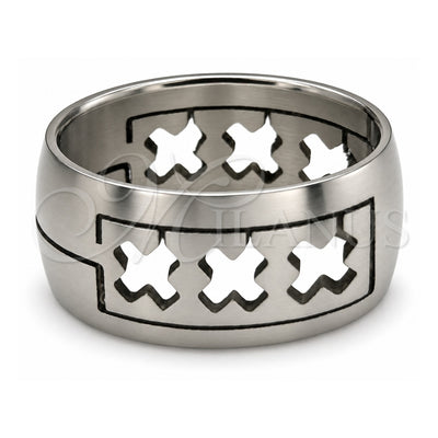 Stainless Steel Mens Ring, Matte Finish, Steel Finish, 01.63.0607.05 (Size 5)