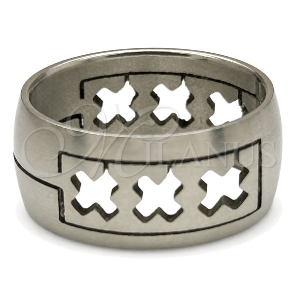 Stainless Steel Mens Ring, Matte Finish, Steel Finish, 01.63.0607.05 (Size 5)