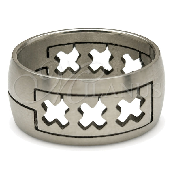 Stainless Steel Mens Ring, Matte Finish, Steel Finish, 01.63.0607.05 (Size 5)