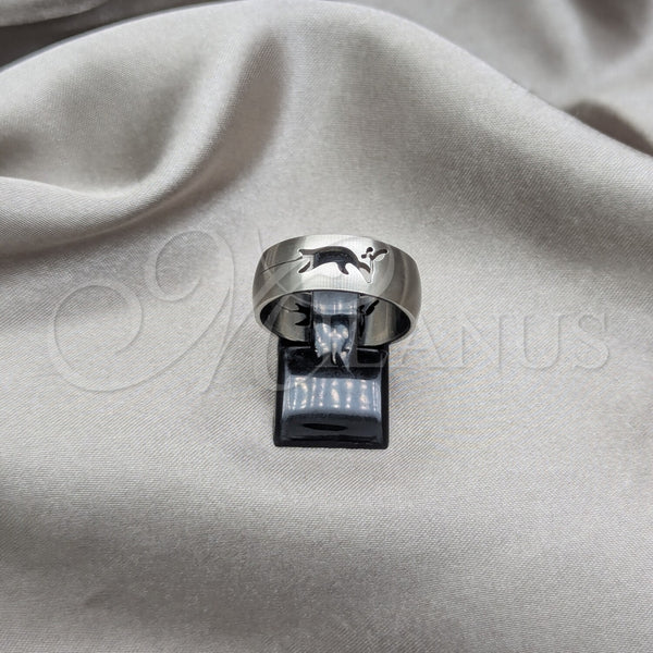 Stainless Steel Mens Ring, Deer Design, Matte Finish, Steel Finish, 01.63.0608.09