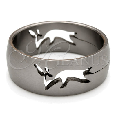 Stainless Steel Mens Ring, Deer Design, Matte Finish, Steel Finish, 01.63.0608.09 (Size 9) for wholesale, main product view