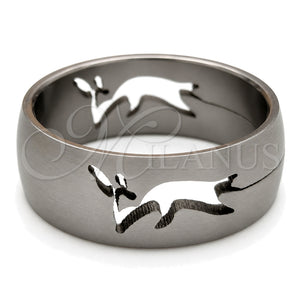 Stainless Steel Mens Ring, Deer Design, Matte Finish, Steel Finish, 01.63.0608.09 (Size 9)