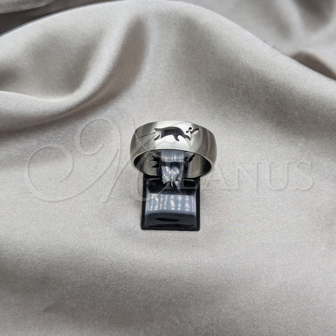 Stainless Steel Mens Ring, Deer Design, Matte Finish, Steel Finish, 01.63.0608.09 (Size 9)