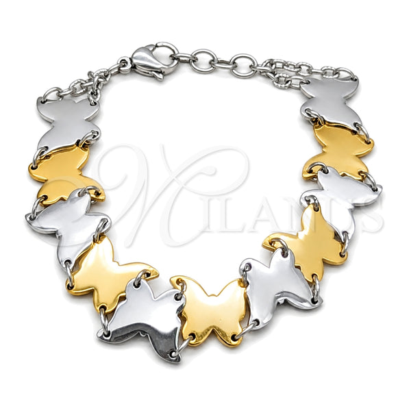 Stainless Steel Fancy Bracelet, Polished, Two Tone, 03.63.22106.08 (12 MM Thickness, 8 Inches Length)