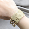 Stainless Steel Fancy Bracelet, Leaf Design, Polished, Golden Finish, 03.63.22111.08