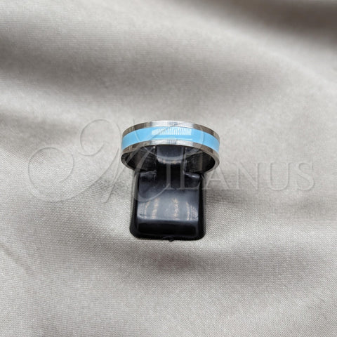 Stainless Steel Mens Ring, Multicolor Enamel Finish, Rhodium Finish, 01.63.0609.05 (Size 5)