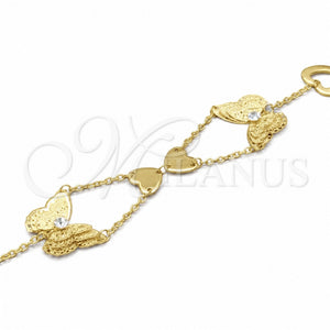 Stainless Steel Bracelet — Fancy Bracelet Butterfly and Heart Design with White — main product view — SKU 160683 | Acero Inoxidable brazalete — elegante Bracelet mariposa and corazón diseño with blanco — SKU 160683