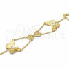 Stainless Steel Fancy Bracelet, Butterfly and Heart Design, with White Crystal, Polished, Golden Finish, 03.63.22112.08 (02 MM Thickness, 8 Inches Length)