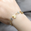 Stainless Steel Fancy Bracelet, Heart and Butterfly Design, with White Crystal, Polished, Golden Finish, 03.63.22113.08