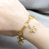 Stainless Steel Fancy Bracelet, Flower Design, with White Crystal, Polished, Golden Finish, 03.63.22114.08