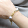 Stainless Steel Fancy Bracelet, Ball and Flower Design, Polished, Golden Finish, 03.63.22117.08