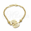 Stainless Steel Fancy Bracelet, Dolphin Design, with White Crystal, Polished, Golden Finish, 03.63.22119.07 (02 MM Thickness, 7 Inches Length)