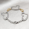 Stainless Steel Fancy Bracelet, Heart Design, Polished, Two Tone, 03.63.22121.08