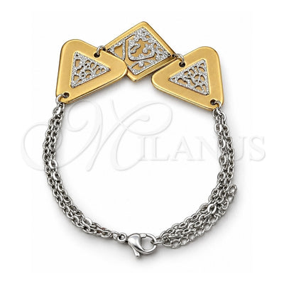 Stainless Steel Fancy Bracelet, Polished, Two Tone, 03.63.22123.07 (02 MM Thickness, 7 Inches Length)