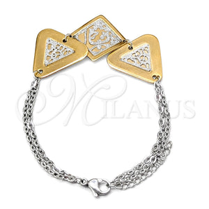 Stainless Steel Fancy Bracelet, Polished, Two Tone, 03.63.22123.07 (02 MM Thickness, 7 Inches Length)