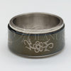 Stainless Steel Mens Ring, Flower and Double Design, Black Enamel Finish, Steel Finish, 01.63.0613.05 (Size 5)