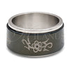 Stainless Steel Mens Ring, Flower and Double Design, Black Enamel Finish, Steel Finish, 01.63.0613.05 (Size 5)