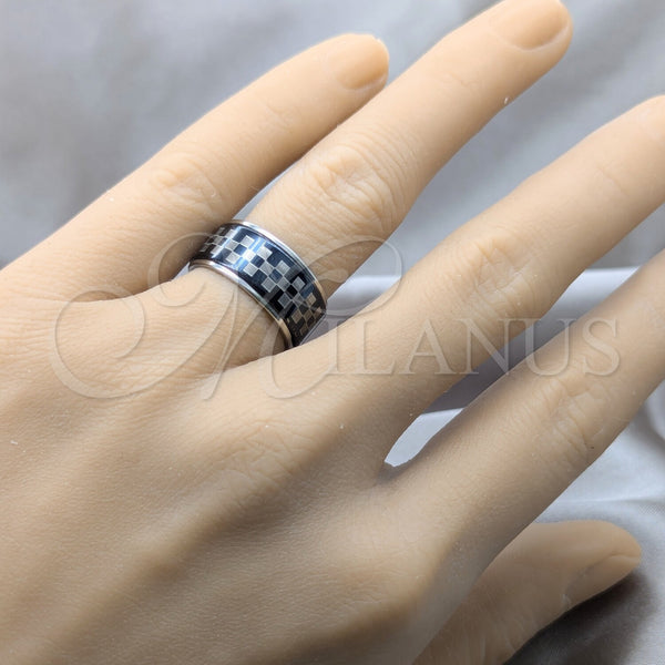 Stainless Steel Ring — Mens Ring Love and Double Design Black Enamel — alternate product view — SKU 160715 | Acero Inoxidable anillo — para hombre Ring Love and Double diseño negro Enamel — SKU 160715