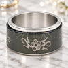 Stainless Steel Mens Ring, Love and Double Design, Black Enamel Finish, Steel Finish, 01.63.0613.08 (Size 8)