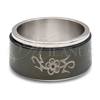 Stainless Steel Mens Ring, Double Design, Black Enamel Finish, Steel Finish, 01.63.0613.10 (Size 10) for wholesale, main product view