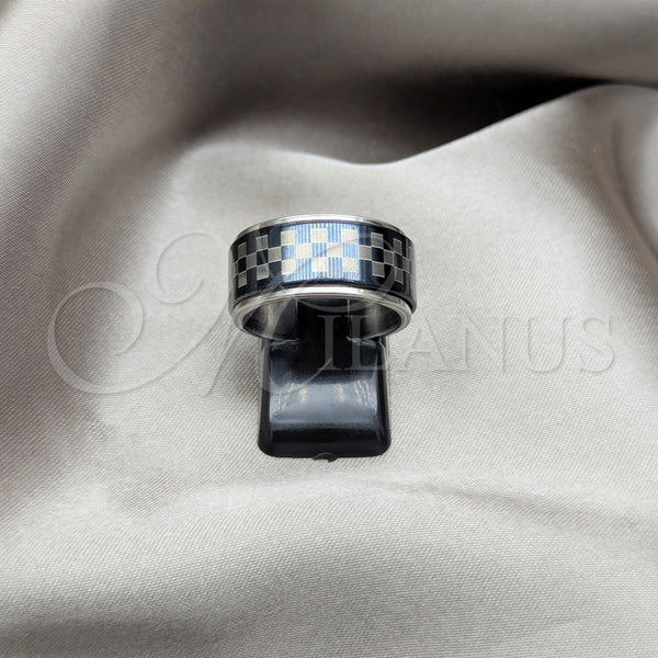 Stainless Steel Ring — Mens Ring Double Design Black Enamel 01.63. Size — main product view — SKU 160717 | Acero Inoxidable anillo — para hombre Ring Double diseño negro Enamel 01.63. Size — SKU 160717