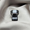 Stainless Steel Mens Ring, Double Design, Black Enamel Finish, Steel Finish, 01.63.0613.11 (Size 11)