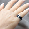 Stainless Steel Mens Ring, Arrow and Double Design, Blue Enamel Finish, Steel Finish, 01.63.0614.05 (Size 5)