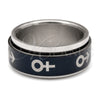 Stainless Steel Mens Ring, Arrow and Double Design, Blue Enamel Finish, Steel Finish, 01.63.0614.05 (Size 5)