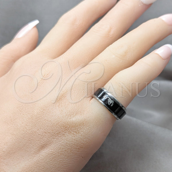 Stainless Steel Ring — Mens Ring Four-leaf Clover and Scorpion Design Black — alternate product view — SKU 160719 | Acero Inoxidable anillo — para hombre Ring Four-leaf Clover and Scorpion diseño negro — SKU 160719