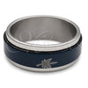 Stainless Steel Mens Ring, Flower and Scorpion Design, Blue Enamel Finish, Steel Finish, 01.63.0616.07 (Size 7) for wholesale, main product view