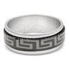 Stainless Steel Mens Ring, Flower and Scorpion Design, Black Enamel Finish, Steel Finish, 01.63.0617.08 (Size 8)