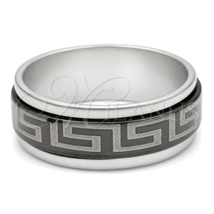 Stainless Steel Mens Ring, Flower and Scorpion Design, Black Enamel Finish, Steel Finish, 01.63.0617.08 (Size 8)