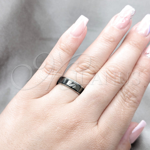 Stainless Steel Ring — Mens Ring Lizard and Double Design Black Enamel — alternate product view — SKU 160726 | Acero Inoxidable anillo — para hombre Ring Lizard and Double diseño negro Enamel — SKU 160726