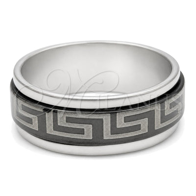Stainless Steel Mens Ring, Lizard and Double Design, Black Enamel Finish, Steel Finish, 01.63.0617.10 (Size 10) for wholesale, main product view