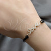 Stainless Steel Fancy Bracelet, Love Design, with White Crystal, Polished, Rose Gold Finish, 03.63.22128.08 (03 MM Thickness, 8 Inches Length)