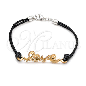 Stainless Steel Fancy Bracelet, Love Design, with White Crystal, Polished, Rose Gold Finish, 03.63.22128.08 (03 MM Thickness, 8 Inches Length)