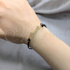 Stainless Steel Fancy Bracelet, Love Design, with White Crystal, Polished, Golden Finish, 03.63.22129.08 (03 MM Thickness, 8 Inches Length)