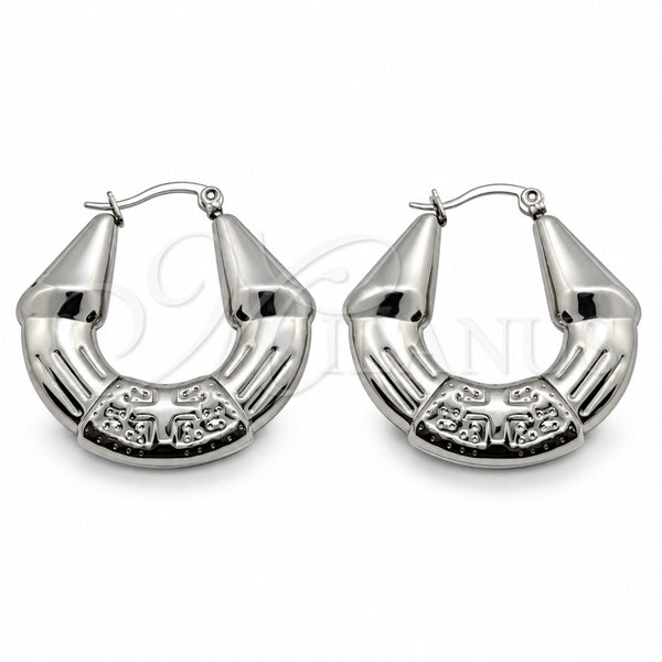 Stainless Steel Small Hoop, Cross Design, Polished, Steel Finish, 02.63.2805.25