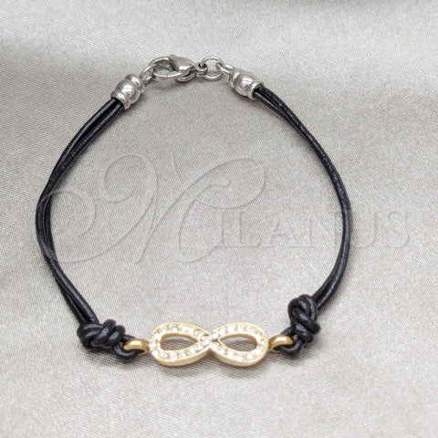 Stainless Steel Fancy Bracelet, Infinite Design, with White Crystal, Polished, Golden Finish, 03.63.22130.08