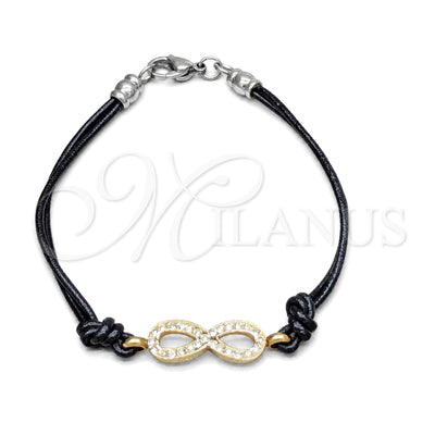 Stainless Steel Fancy Bracelet, Infinite Design, with White Crystal, Polished, Golden Finish, 03.63.22130.08 for wholesale, main product view