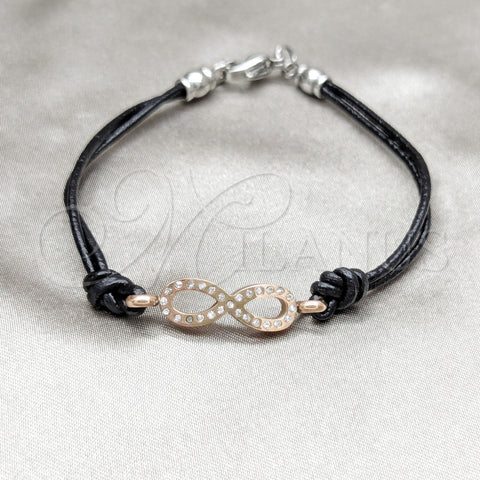 Stainless Steel Fancy Bracelet, Infinite Design, with White Crystal, Polished, Rose Gold Finish, 03.63.22131.07