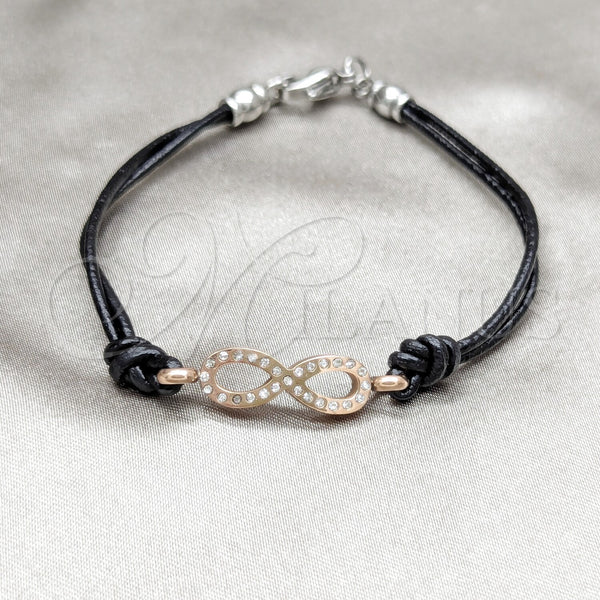 Stainless Steel Bracelet — Fancy Bracelet Infinite Design with White Crystal Polished — main product view — SKU 160738 | Acero Inoxidable brazalete — elegante Bracelet Infinite diseño with cristal blanco pulido — SKU 160738