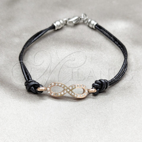 Stainless Steel Fancy Bracelet, Infinite Design, with White Crystal, Polished, Rose Gold Finish, 03.63.22131.07 (03 MM Thickness, 7 Inches Length)