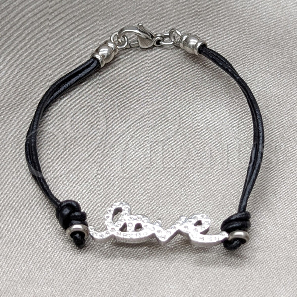Stainless Steel Fancy Bracelet, Love Design, with White Crystal, Polished, Steel Finish, 03.63.22132.08