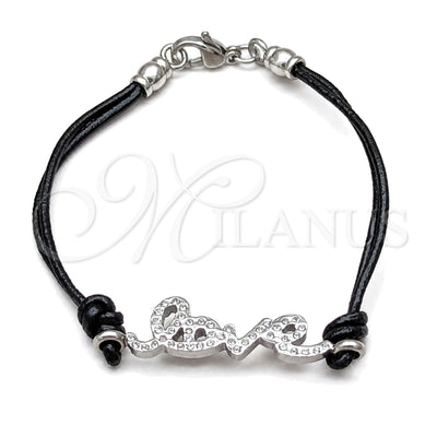 Stainless Steel Fancy Bracelet, Love Design, with White Crystal, Polished, Steel Finish, 03.63.22132.08 (03 MM for wholesale, main product view
